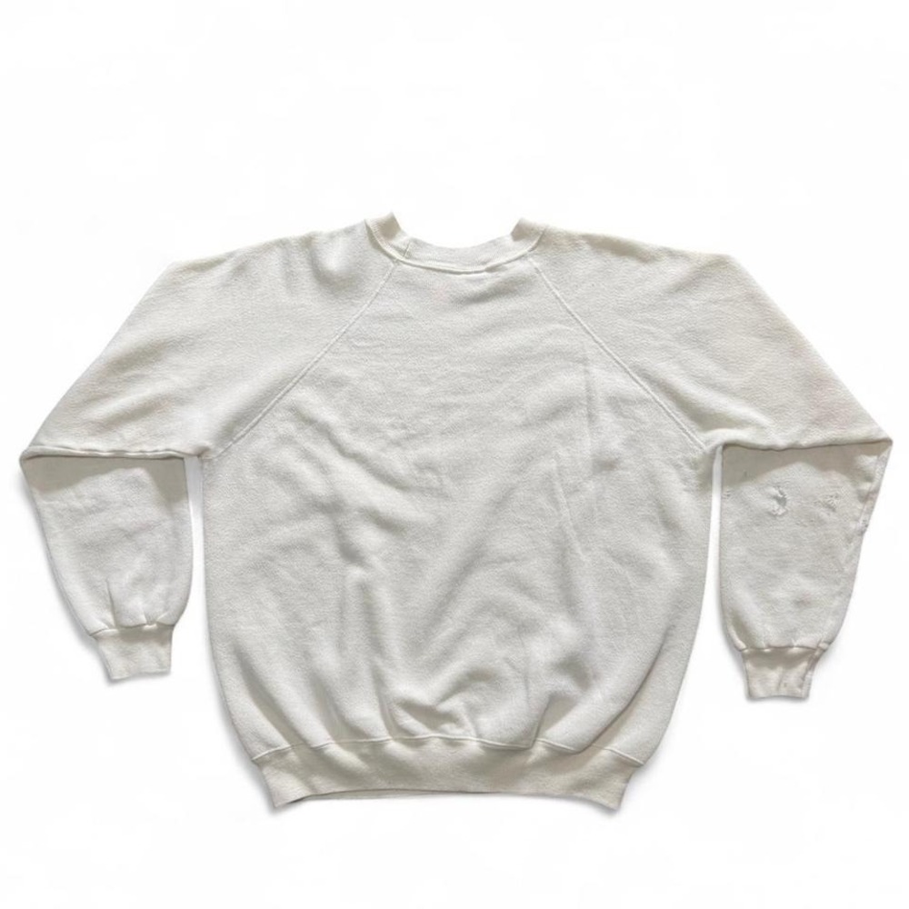 Vintage 80s Arkansas Grid Graphic Cream Pullover Crewneck L 22x25 USA Hanes - Picture 7 of 8